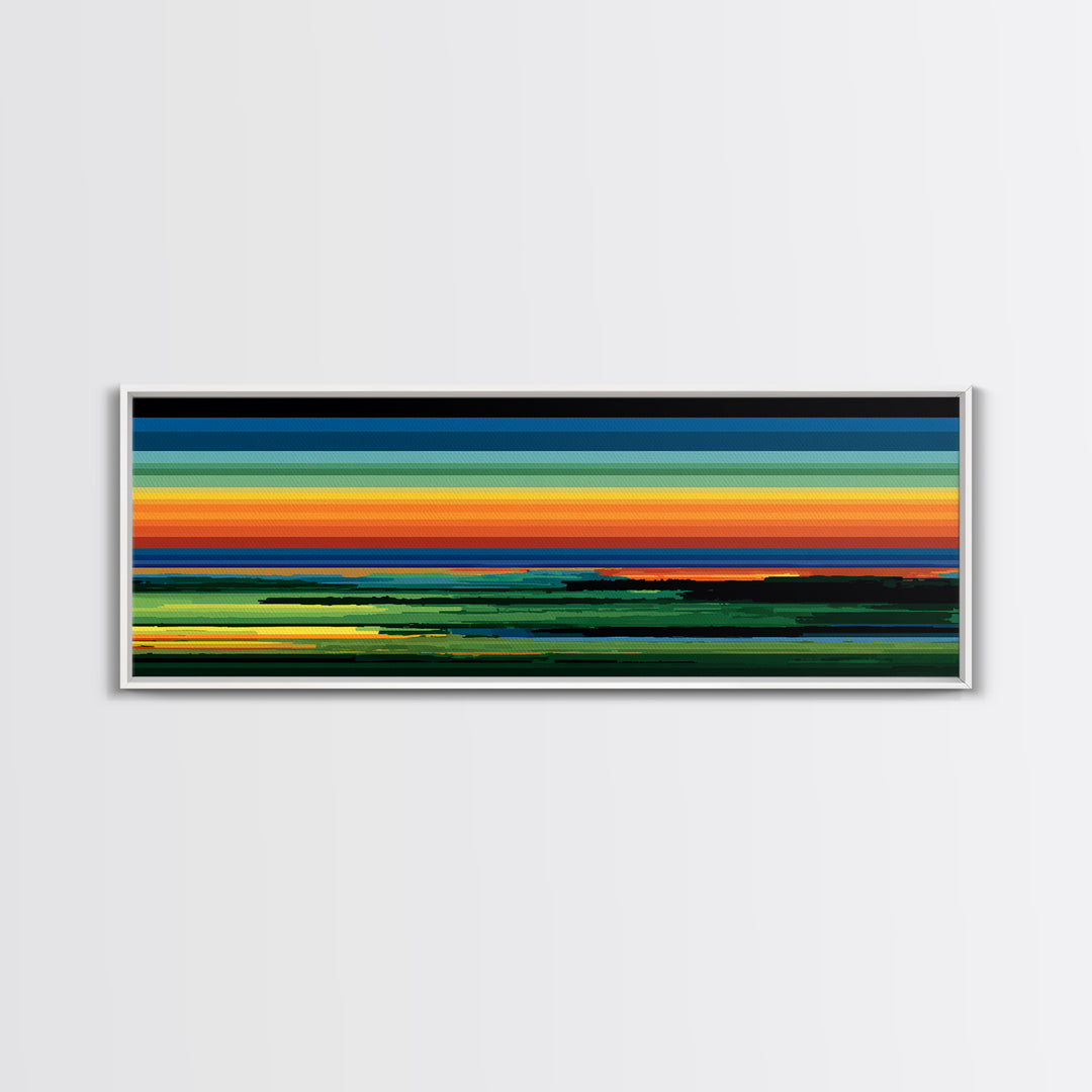 Vivid Orange Sunset Horizon Canvas Print, Midcentury Modern Wall Decor, Retro Landscape Art For Living Room, Bold MCM Home Decor
