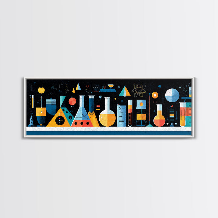 Retro Science Lab Glassware Wall Art, Mid Century Modern Chemistry Poster, Atomic Geometric Print, Office Decor, Laboratory Artwork