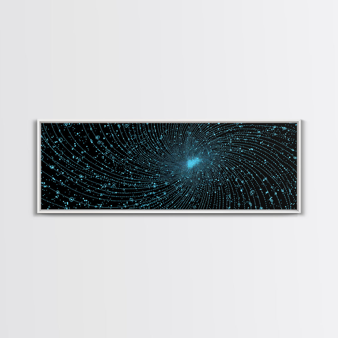 Blue Vortex Particle Spiral Canvas Print, Modern Abstract Art, Sci Fi Space Wall Decor, Geometric Office Poster, Artwork