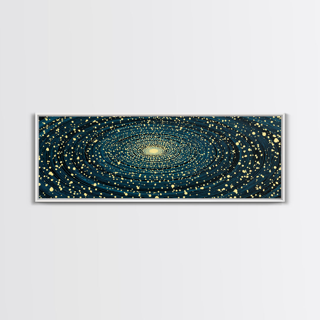 Gold And Teal Spiral Galaxy Wall Art, Modern Abstract Art Print, Cosmic Space Poster, Geometric Office Decor, Large Canvas Print