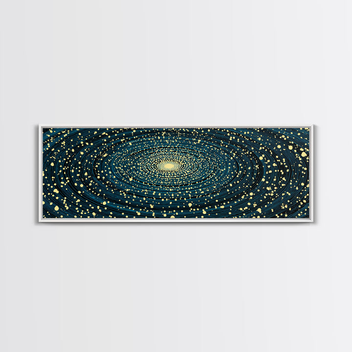 Gold And Teal Spiral Galaxy Wall Art, Modern Abstract Art Print, Cosmic Space Poster, Geometric Office Decor, Large Canvas Print