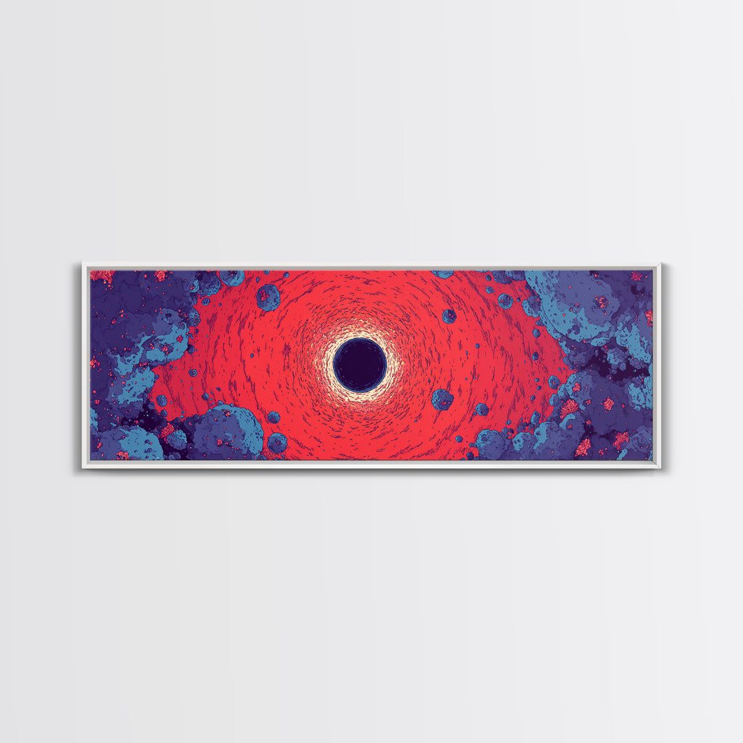 Vivid Red Black Hole Wall Art, Psychedelic Space Abstract Print, Cosmic Retro Poster, Modern Sci Fi Decor For Living Room
