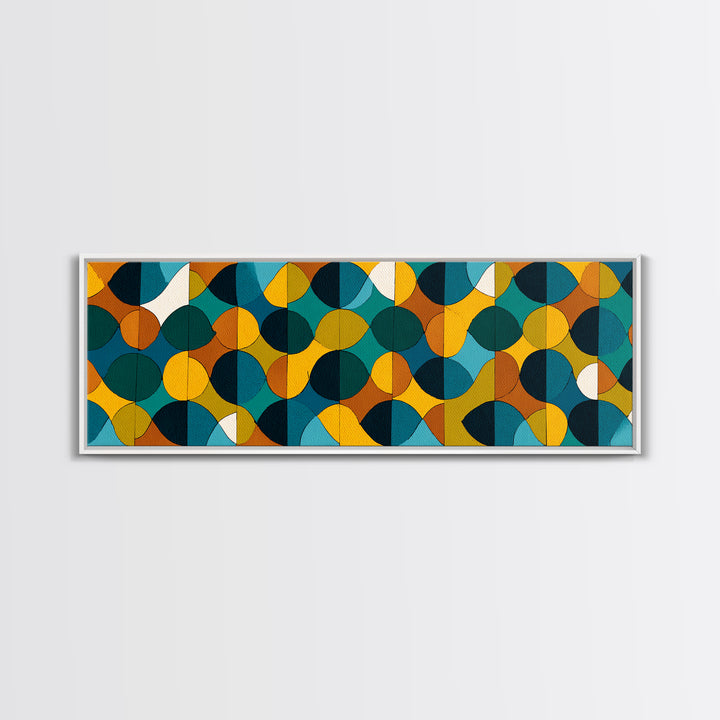 Teal Mustard Orange Geometric Circles Wall Art, Mid Century Modern Abstract Print, Retro MCM Decor, Bauhaus Poster, Living Room Decor