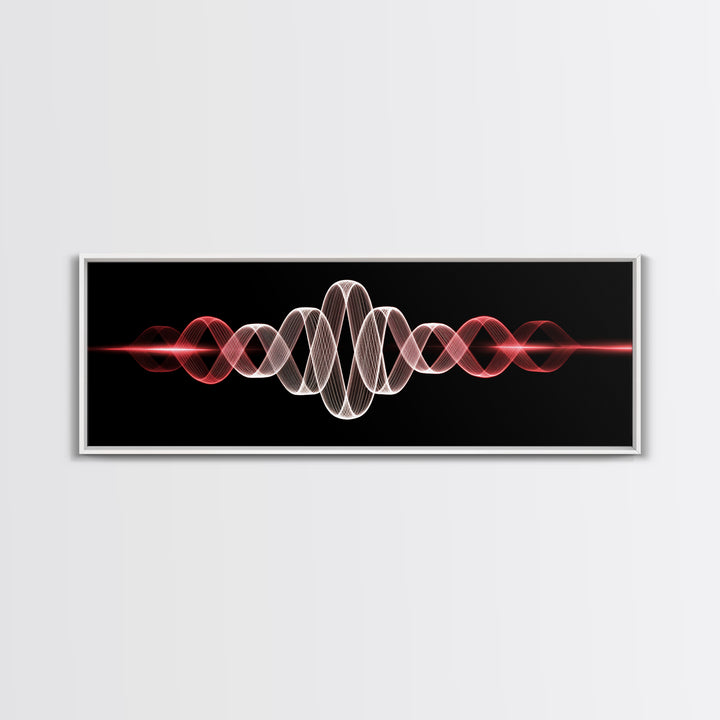 Red White Sine Wave Canvas Print, Minimalist Modern Abstract Art, Audio Waveform Wall Art, Music Studio Decor For Bedroom