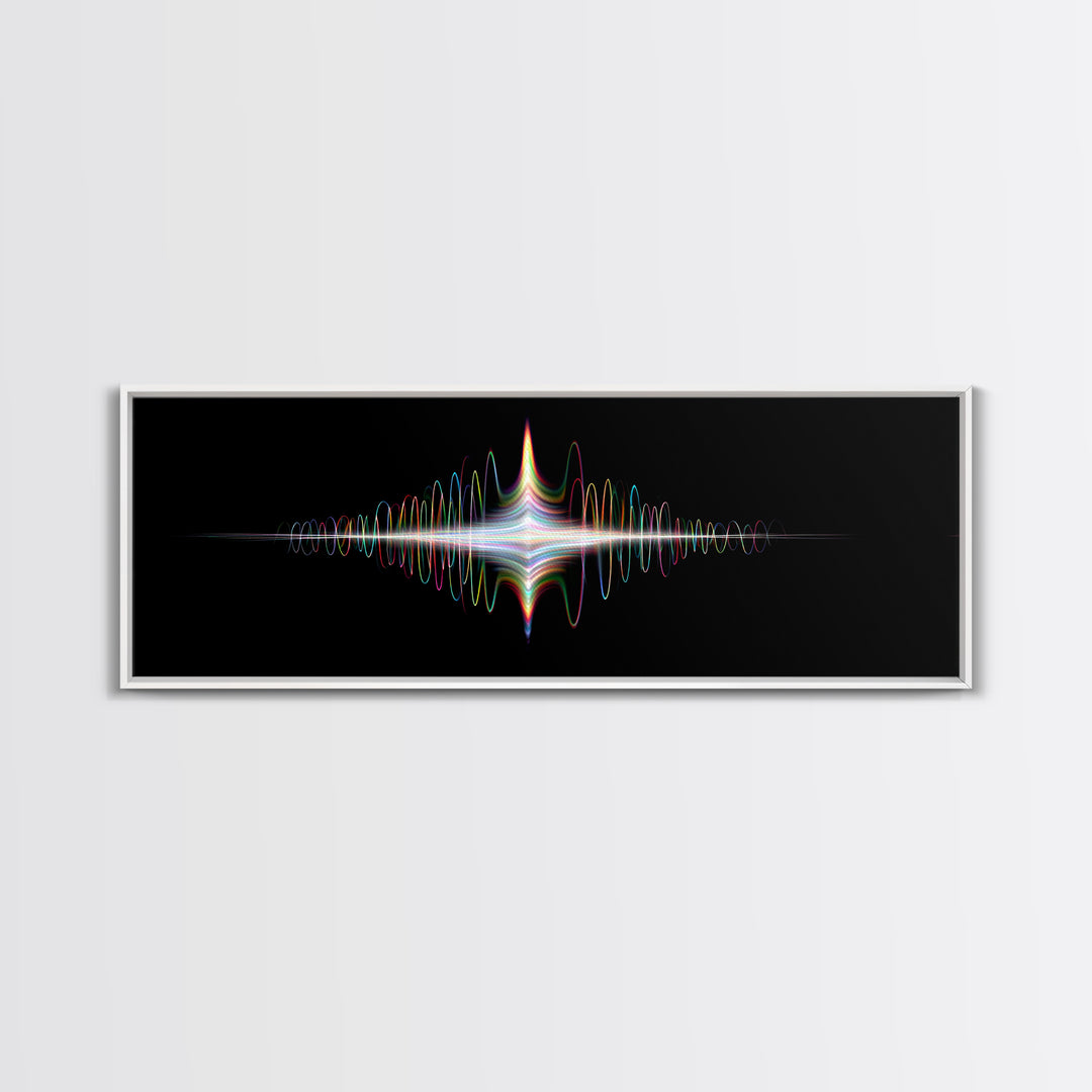 Prismatic Light Waveform Wall Art, Modern Digital Art Print, Abstract Sound Wave Poster, Futuristic Home Office Wall Decor