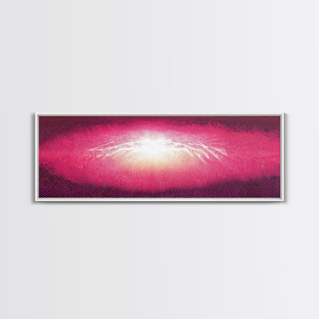 Pink Radiant Wave Field Canvas Print, Bright Abstract Wall Art, Modern Digital Art Poster, Girly Maximalist Bedroom Decor
