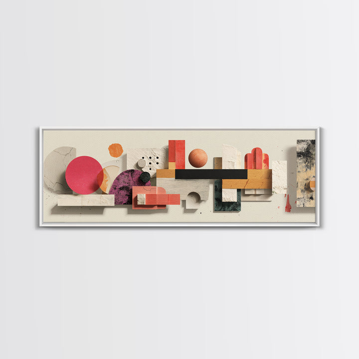 Minimal Geometric Still Life Wall Art, Panoramic Abstract Shapes Poster, Midcentury Modern Art Print, Neutral Home Decor Gift