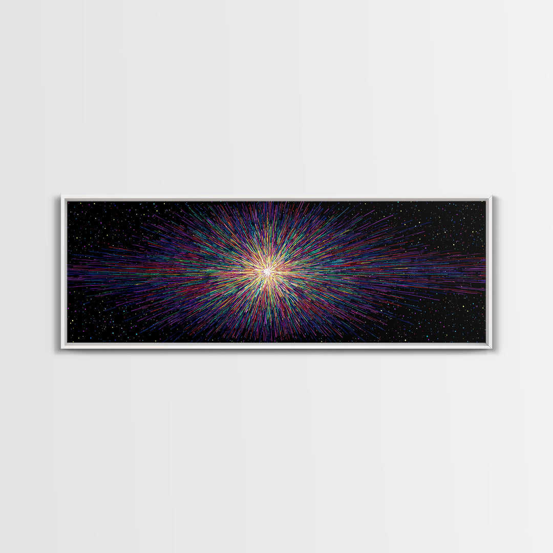 Rainbow Particle Starburst Wall Art, Bright Abstract Art, Modern Digital Art Print, Colorful Poster, Retro Sci Fi Space Decor