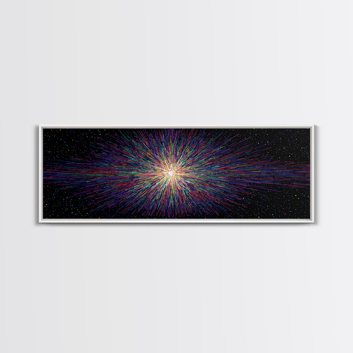 Rainbow Particle Starburst Wall Art, Bright Abstract Art, Modern Digital Art Print, Colorful Poster, Retro Sci Fi Space Decor