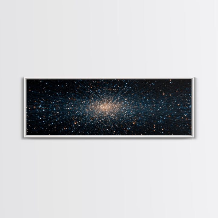 Blue Gold Star Particle Cloud Canvas Print, Modern Abstract Art Print, Cosmic Wall Art, Space Abstract Decor, Office Poster