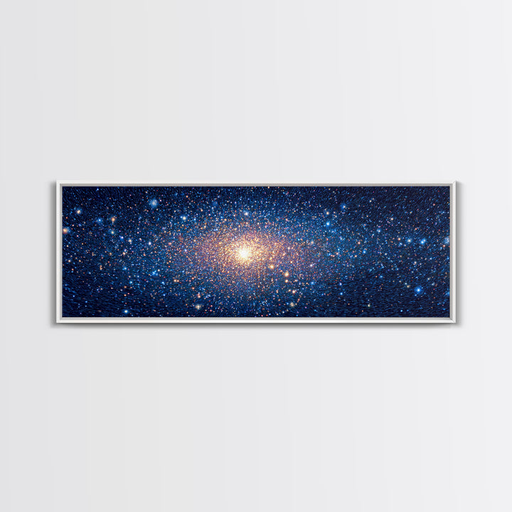 Blue Galaxy Star Cluster Wall Art, Cosmic Modern Canvas Print, Space Abstract Art, Starry Bedroom Decor, Large Poster Print