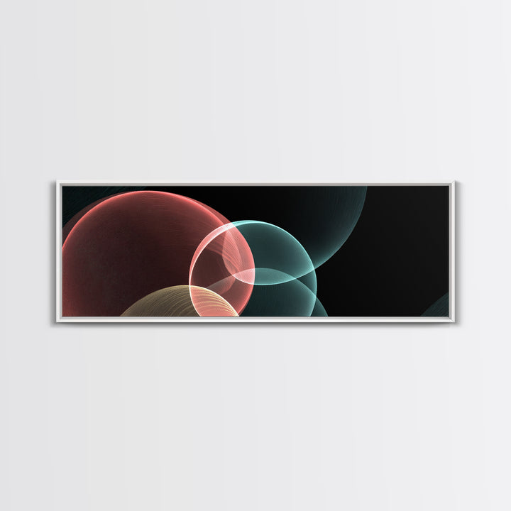 Translucent Floating Spheres Canvas Print, Modern Abstract Art, Blue Pink Geometric Wall Decor, Minimal Office Wall Art Print