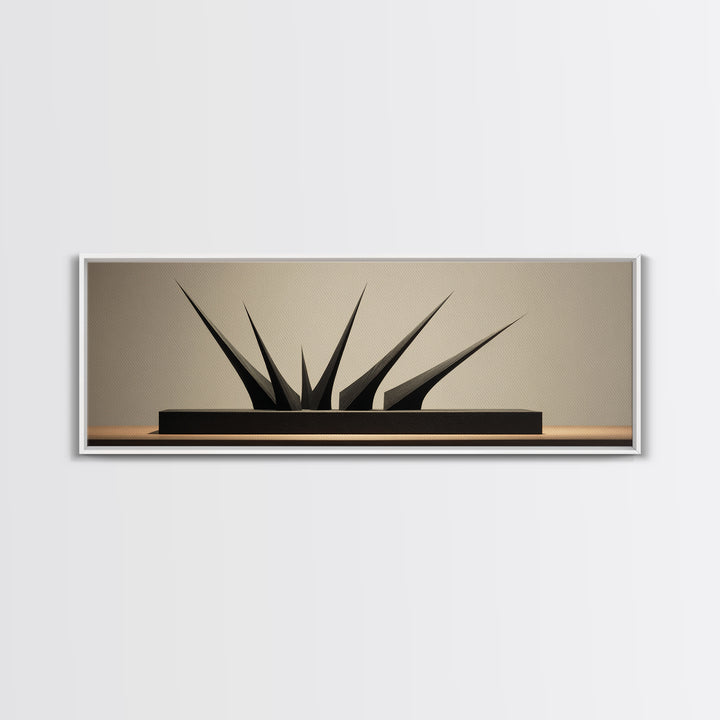 Black Angular Modern Sculpture Canvas Print, Minimalist Geometric Wall Art, Masculine Office Decor, Contemporary Art Print