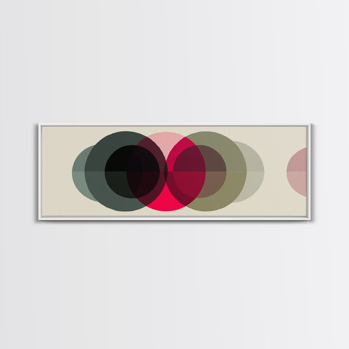 Soft Olive Pink And Charcoal Overlapping Circles Wall Art, Modern Abstract Print, Midcentury Geometric Decor, Neutral Poster