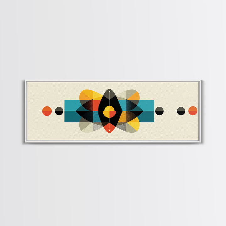 Bold Geometric Atom Abstract Canvas Print, Mid Century Modern Wall Decor, Bauhaus Poster, Atomic Art, Colorblock Art Print