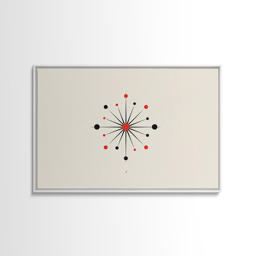 Red Black Atomic Starburst Wall Art, Midcentury Modern Art Print, Minimalist Geometric Poster, Retro MCM Wall Decor, Atomic Ranch Home Decor