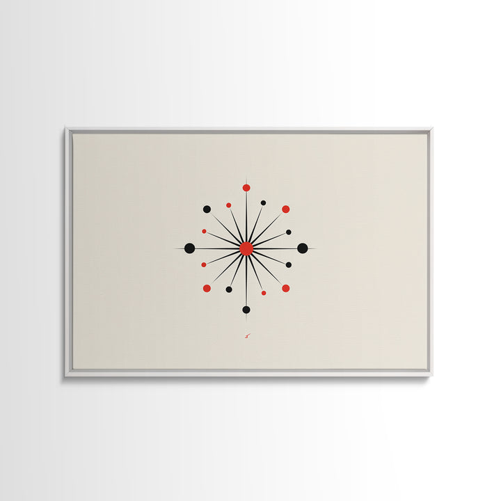 Red Black Atomic Starburst Wall Art, Midcentury Modern Art Print, Minimalist Geometric Poster, Retro MCM Wall Decor, Atomic Ranch Home Decor