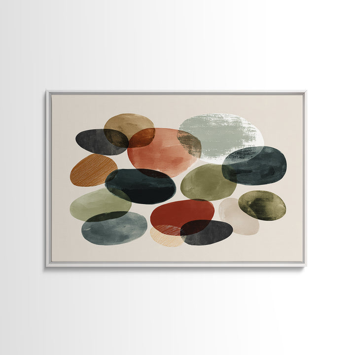 Overlapping Muted Oval Shapes Canvas Print, Midcentury Modern Art, Abstract Wall Decor, Bauhaus Poster, MCM Home Decor Print