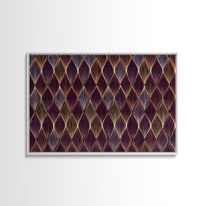 Purple Gold Diamond Pattern Wall Art, Retro Geometric Print, Art Deco Decor, Maximalist Textile Poster, MCM Home Accent Gift