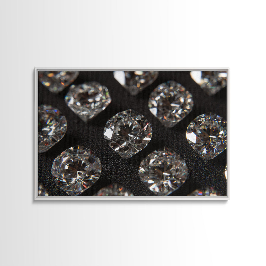 Sparkling Round Diamond Macro Wall Art, Glam Black White Photo Print, Luxury Modern Decor, Statement Jewelry Poster Gift