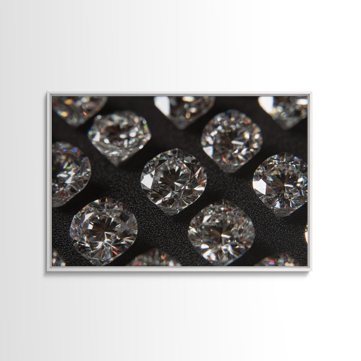 Sparkling Round Diamond Macro Wall Art, Glam Black White Photo Print, Luxury Modern Decor, Statement Jewelry Poster Gift