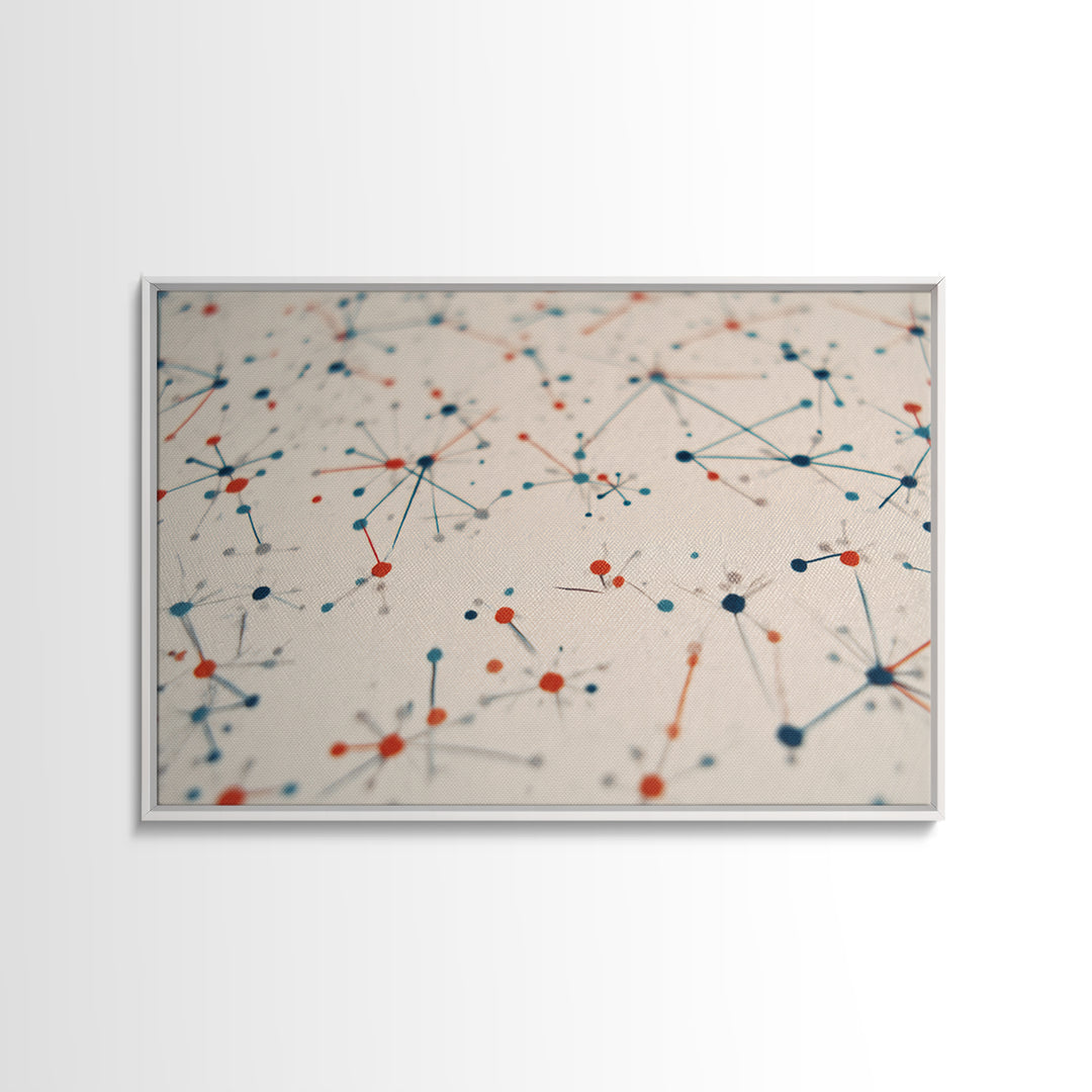 Atomic Network Dots And Lines Canvas Print, Mid Century Modern Wall Art, Geometric Abstract Art, Retro Office Decor, Home Decor