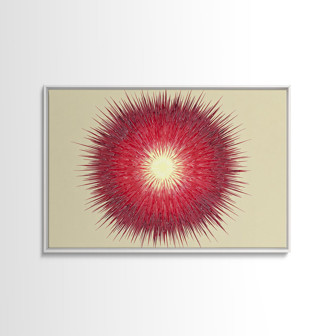 Red Radial Sunburst Wall Art, Midcentury Modern Art Print, Atomic Geometric Decor, Retro MCM Living Room Home Decor Poster