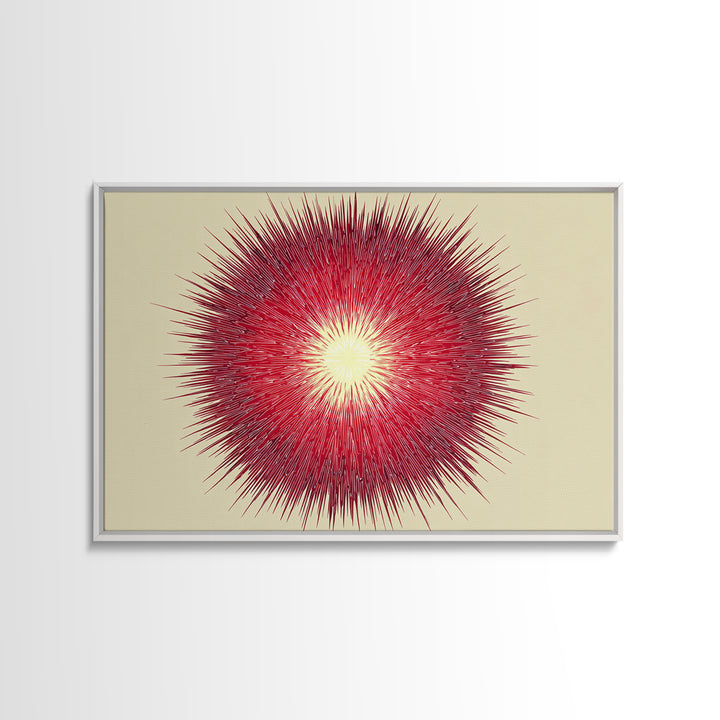 Red Radial Sunburst Wall Art, Midcentury Modern Art Print, Atomic Geometric Decor, Retro MCM Living Room Home Decor Poster