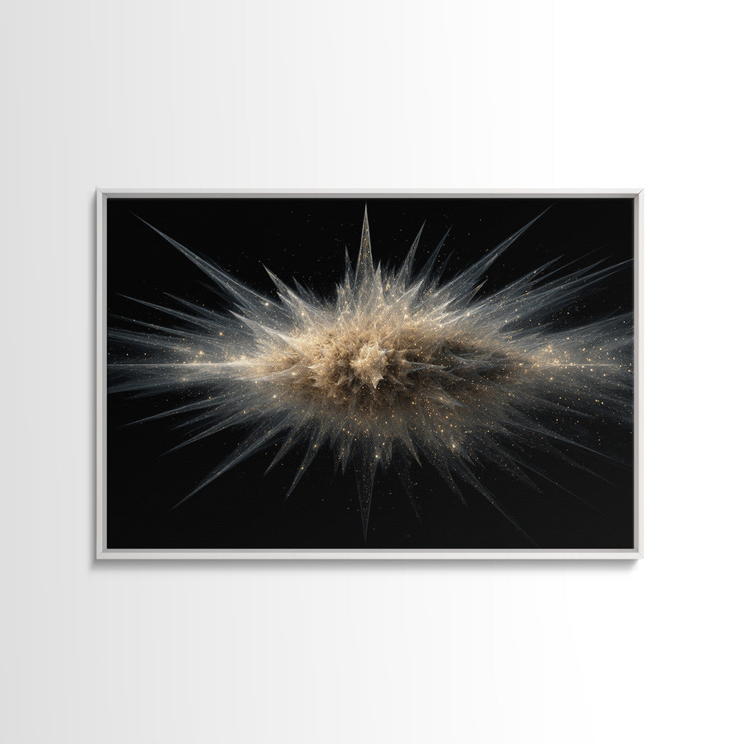 Gold Cosmic Explosion Canvas Print, Modern Abstract Art, Space Abstract Wall Decor, Black Galaxy Poster For Home Office Decor