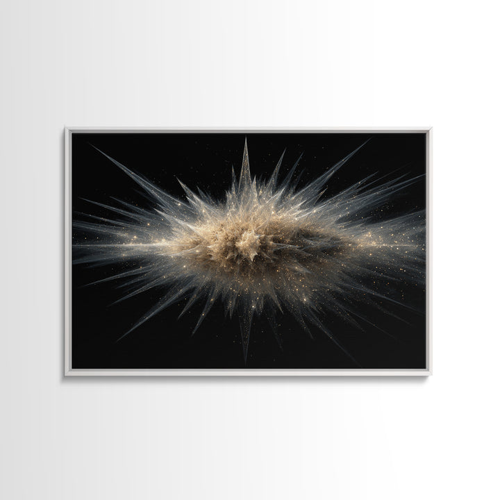Gold Cosmic Explosion Canvas Print, Modern Abstract Art, Space Abstract Wall Decor, Black Galaxy Poster For Home Office Decor