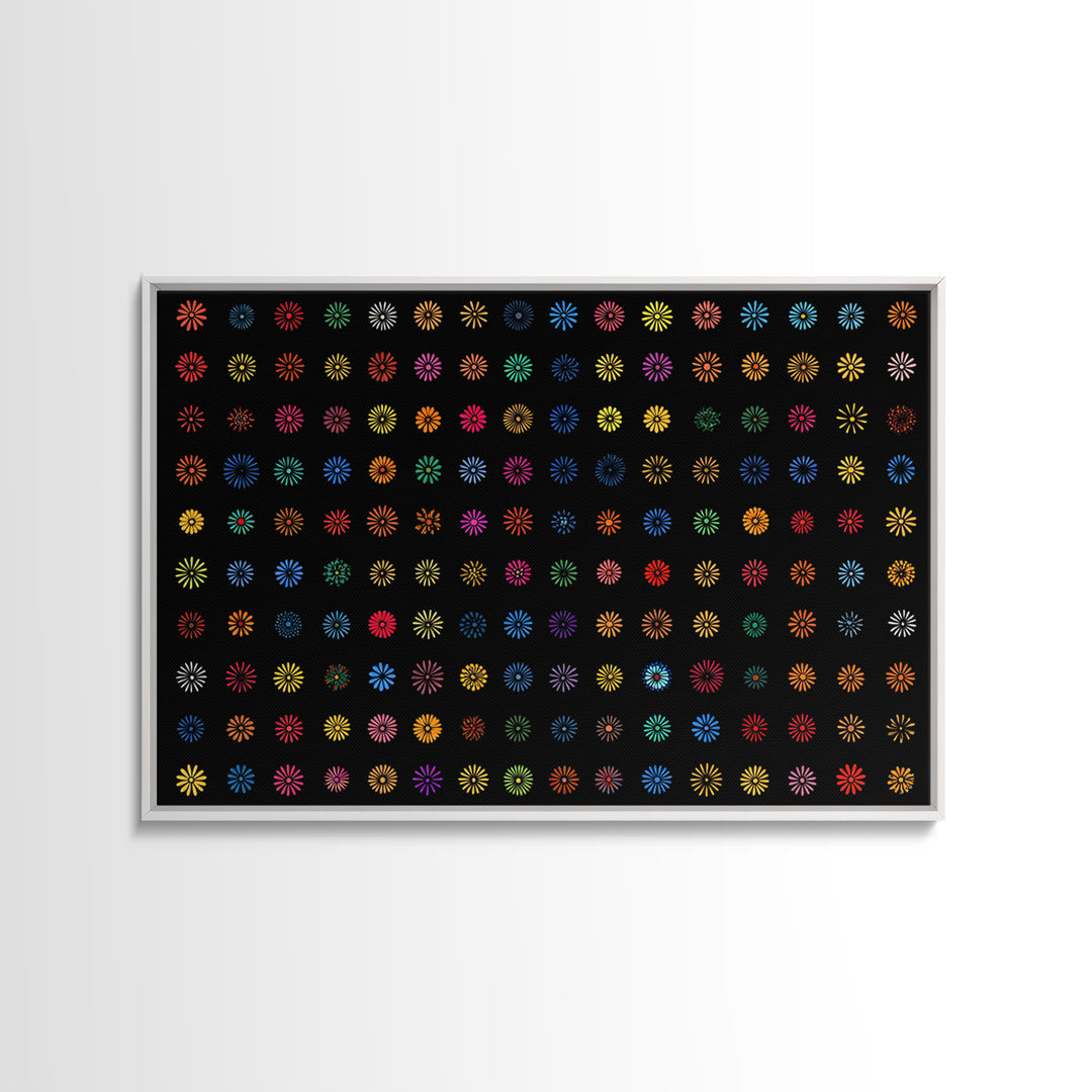 Colorful Atomic Starburst Grid Wall Art, Midcentury Modern Print, Retro Pattern Poster, Groovy MCM Home Decor Canvas Print