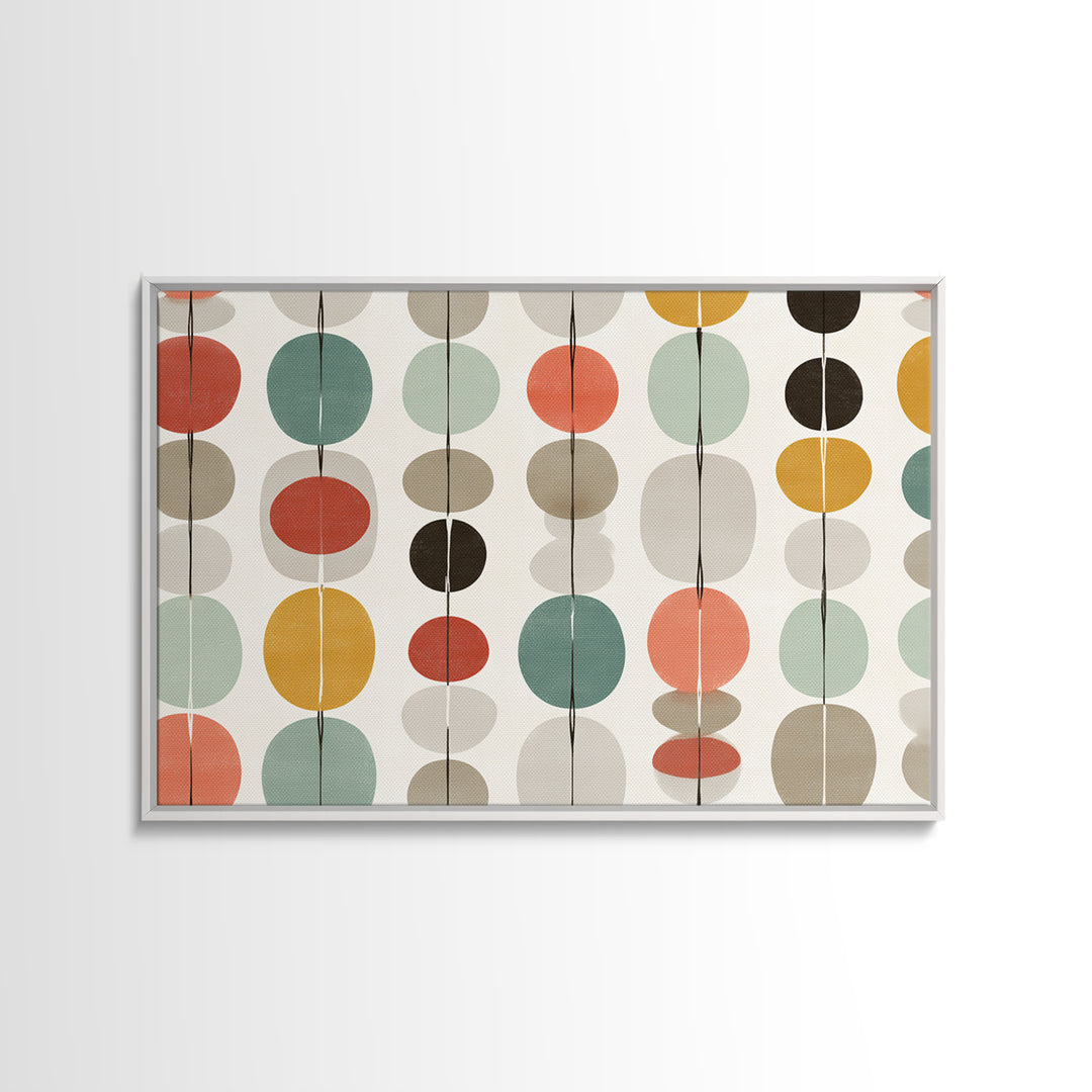 Pastel Circle Garland Pattern Canvas Print, Midcentury Modern Art, Geometric Wall Art, MCM Wall Decor, Retro Home Decor Print
