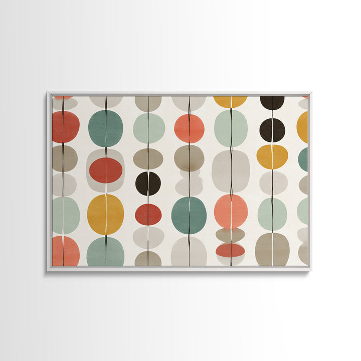 Pastel Circle Garland Pattern Canvas Print, Midcentury Modern Art, Geometric Wall Art, MCM Wall Decor, Retro Home Decor Print