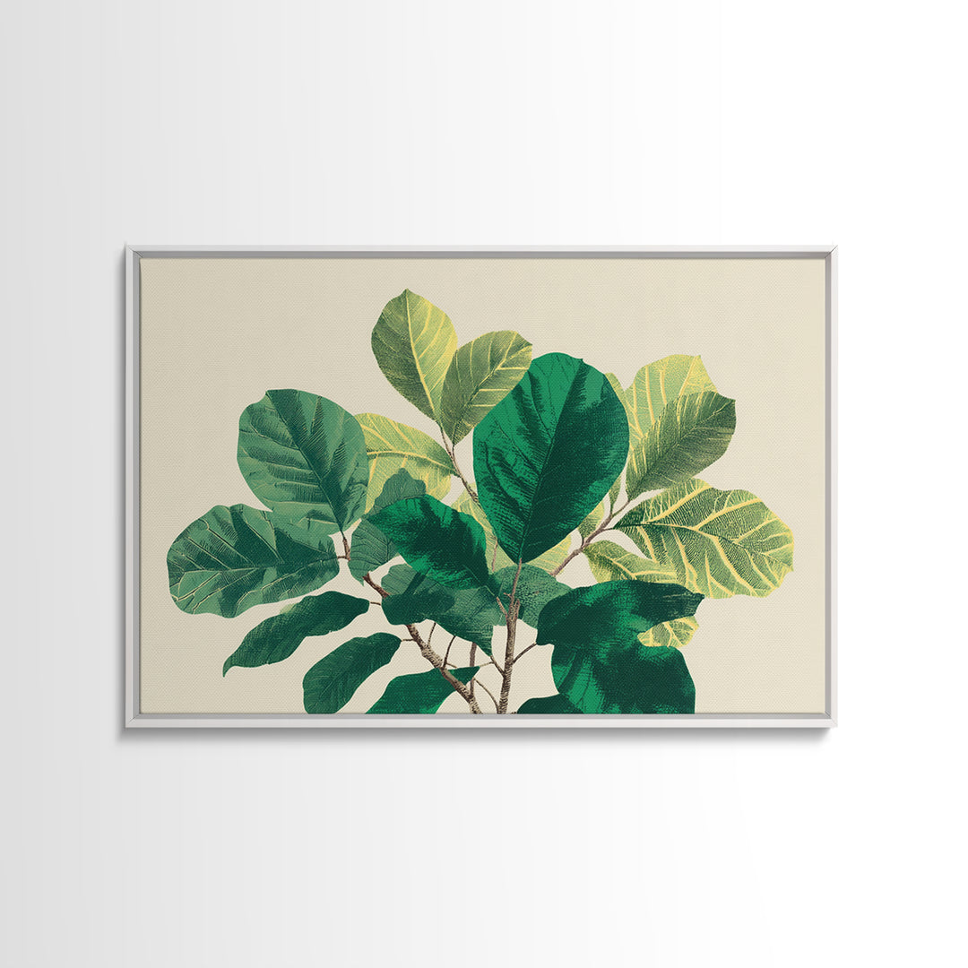 Lush Green Fiddle Leaf Fig Wall Art, Botanical Midcentury Modern Decor, Nature Canvas Print For Living Room Or Office Decor