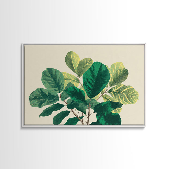 Lush Green Fiddle Leaf Fig Wall Art, Botanical Midcentury Modern Decor, Nature Canvas Print For Living Room Or Office Decor
