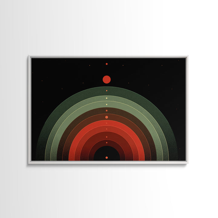 Red Planet Arc Canvas Print, Midcentury Modern Abstract Art, Atomic Geometric Wall Decor, Space Retro Poster For Home Decor