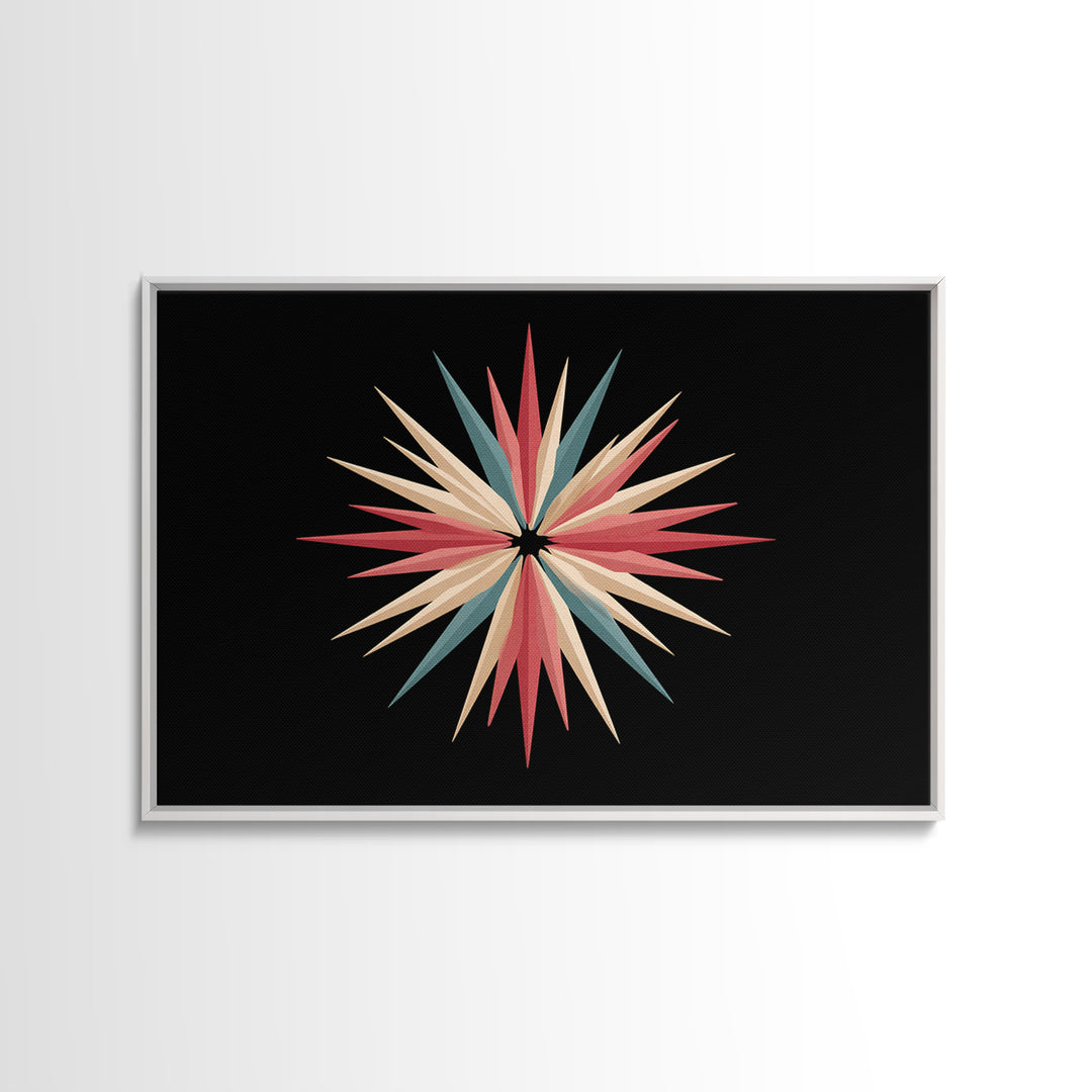 Atomic Starburst Abstract Wall Art, Mid Century Modern Print, Retro Geometric Poster, MCM Wall Decor, Colorful Canvas Style