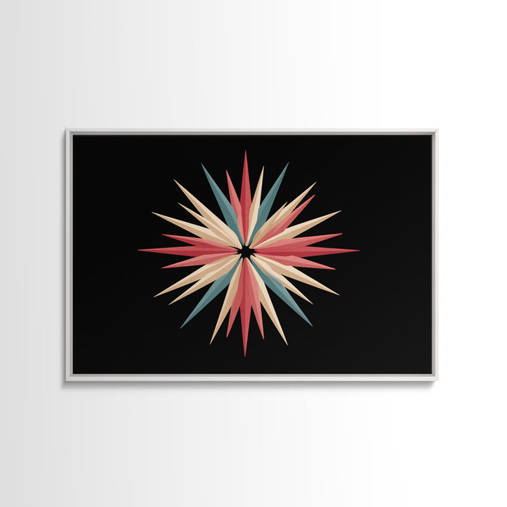 Atomic Starburst Abstract Wall Art, Mid Century Modern Print, Retro Geometric Poster, MCM Wall Decor, Colorful Canvas Style