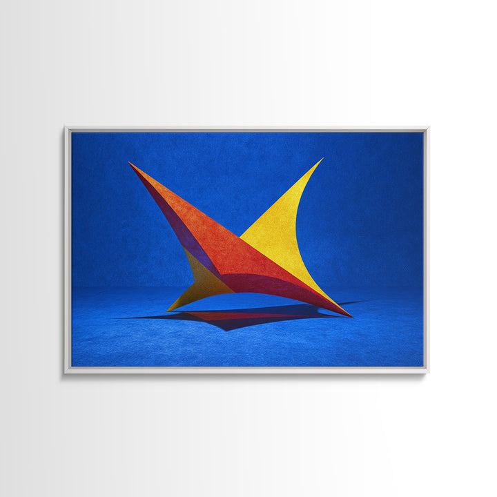Minimal Kinetic Sculpture Canvas Print, Blue Modern Abstract Art, Midcentury Modern Wall Art, Bold Geometric Home Decor Print