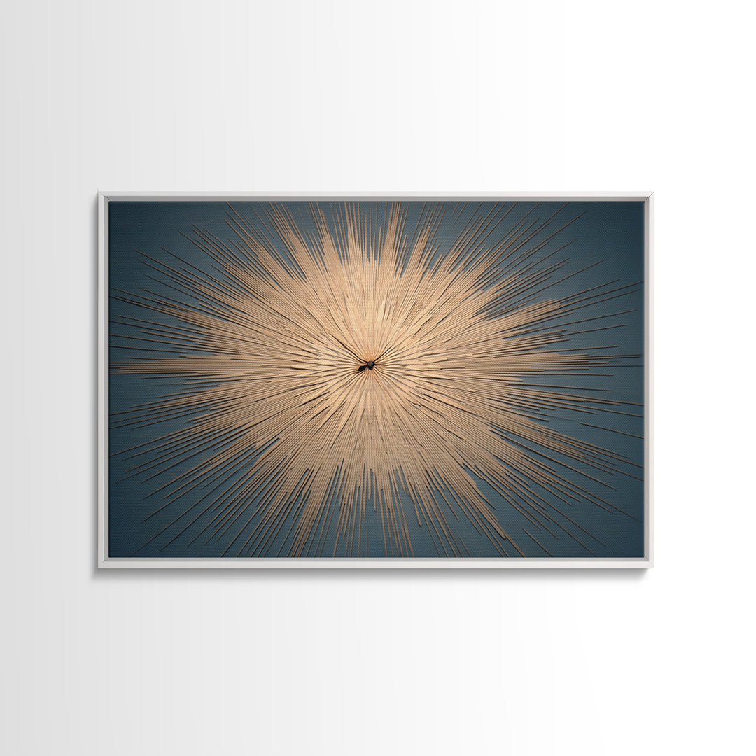 Gold Atomic Sunburst Clock On Teal Wall Art, Mid Century Modern Decor, Retro Modern Poster, MCM Living Room Art Print, Home Decor
