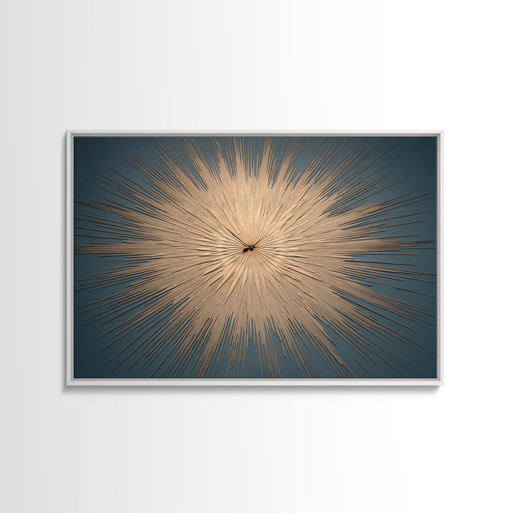 Gold Atomic Sunburst Clock On Teal Wall Art, Mid Century Modern Decor, Retro Modern Poster, MCM Living Room Art Print, Home Decor