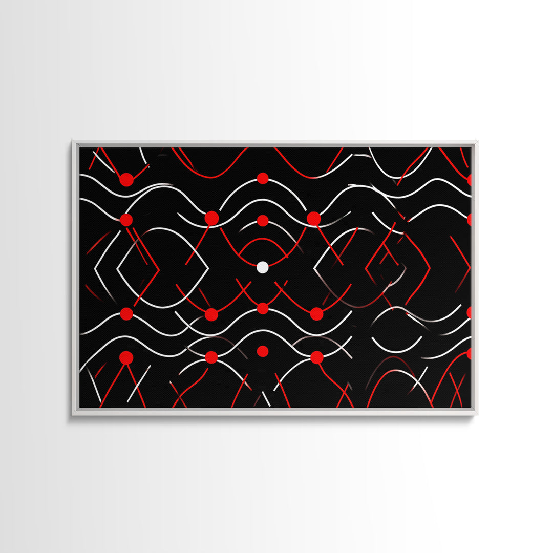 Black Red White Geometric Line Abstract Wall Art, Midcentury Modern Art Print, Bauhaus MCM Decor, Bold Retro Poster, Home Decor