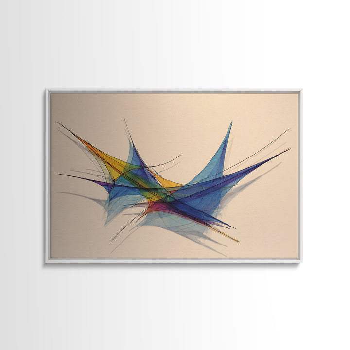 Colorful Geometric Stabile Wall Art, Modern Sculpture Inspired Print, Midcentury Abstract Lines, Bauhaus Bright Home Office Decor