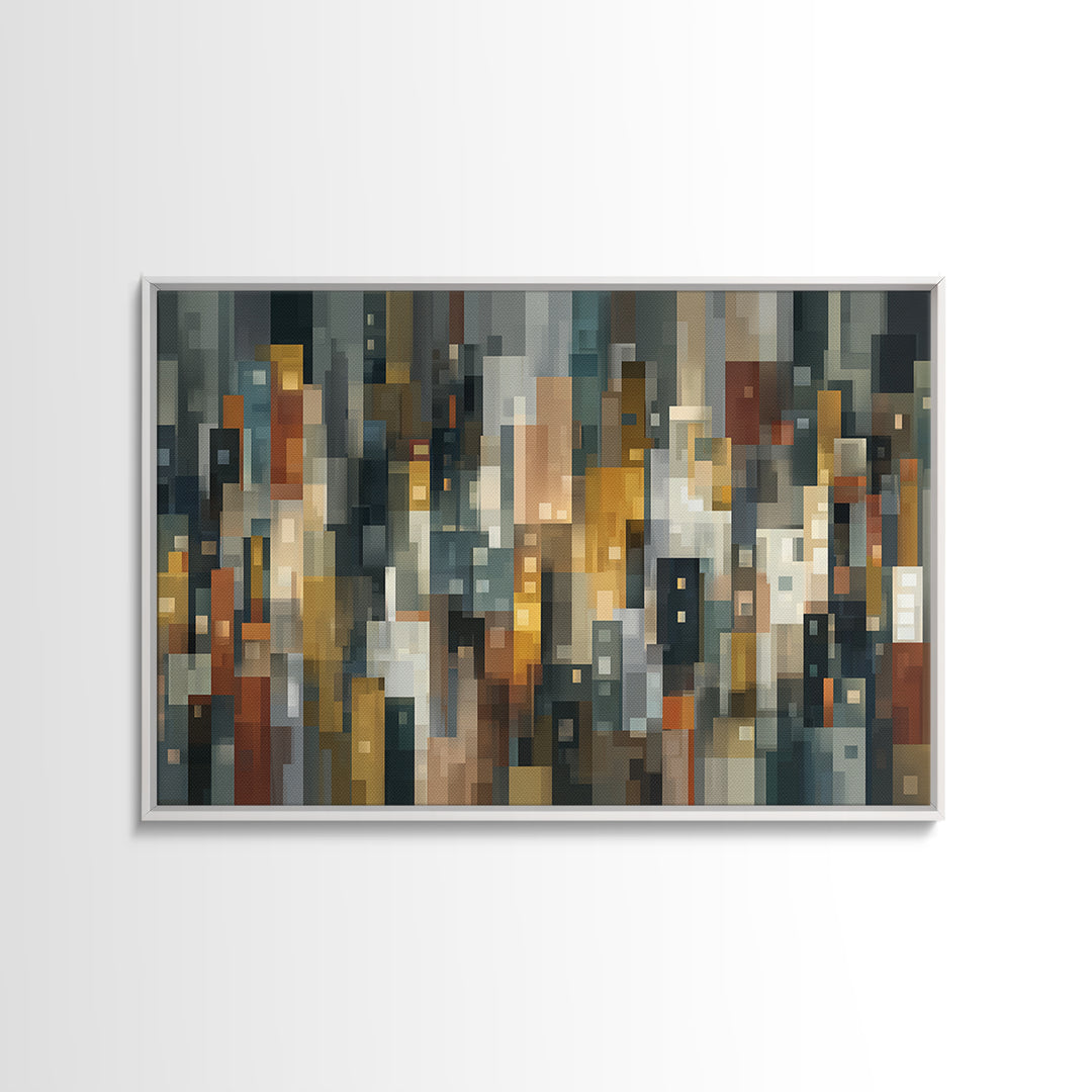 Moody Abstract City Skyline Wall Art, Modern Urban Decor, Geometric Cityscape Print, Home Office Art, Contemporary Poster