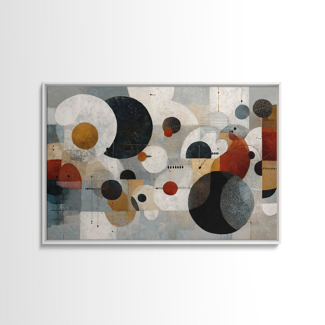 Atomic Circle Mobile Wall Art, Midcentury Modern Art, Geometric Art Print, Abstract Wall Art, Burnt Orange Art, Retro Decor