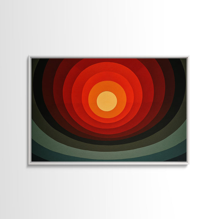 Hard Edge Red Orange Target Canvas Print, Midcentury Modern Wall Art, Retro Geometric Poster For Office Home Decor MCM Style