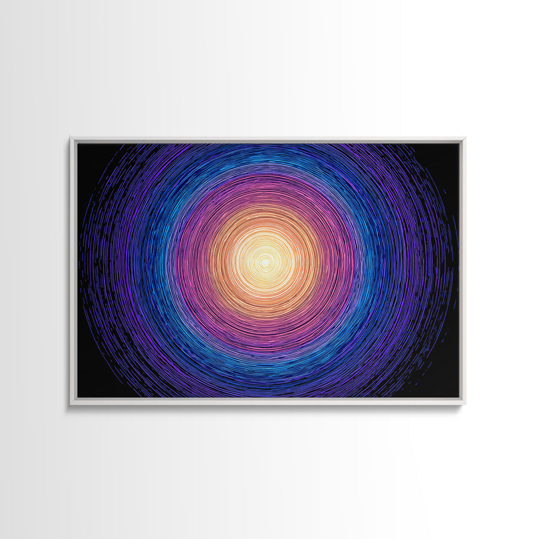 Vibrant Purple Blue Concentric Spiral Wall Art, Midcentury Modern Abstract Art Print, Geometric Retro Decor For Living Room