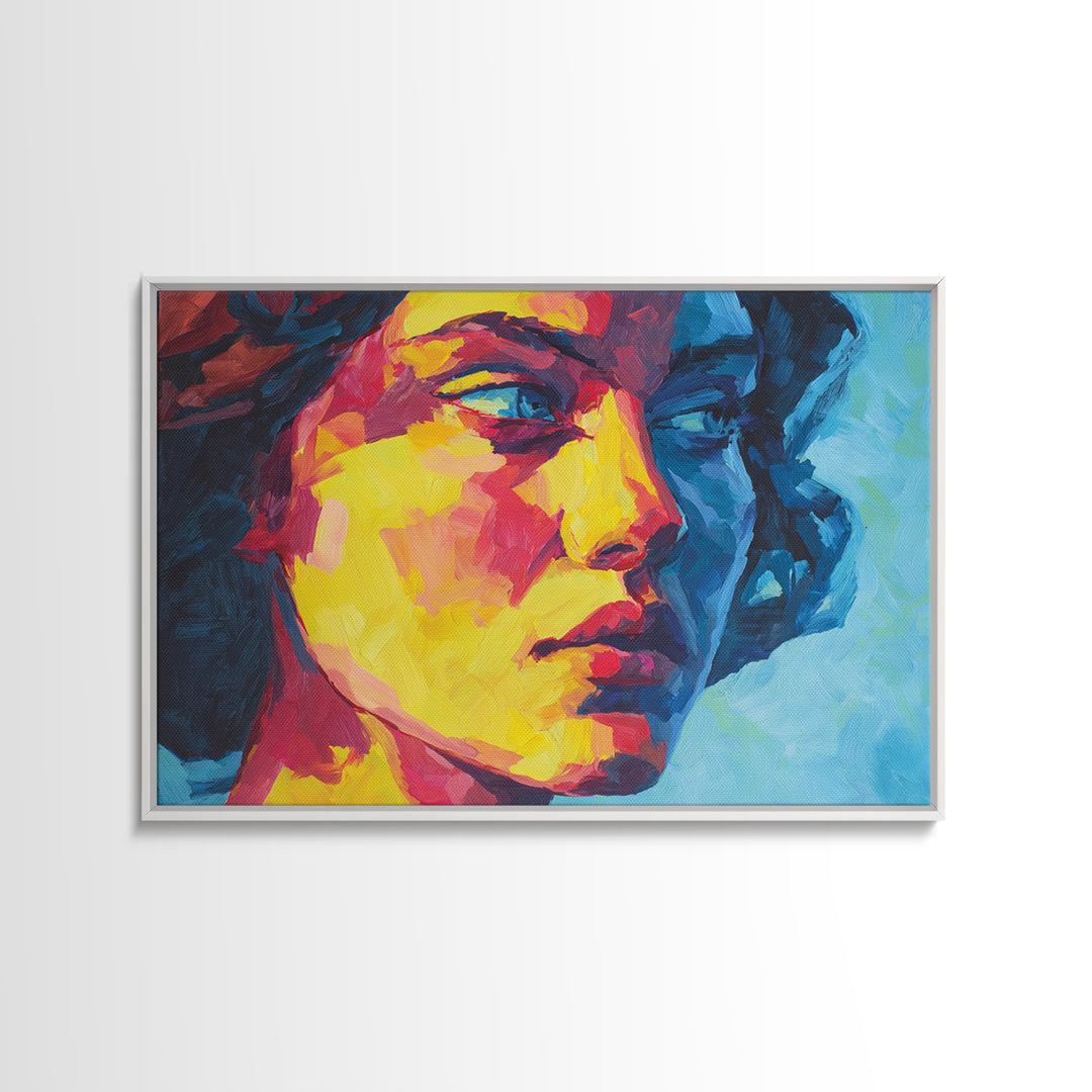 Colorful Expressionist Profile Portrait Canvas Print, Modern Abstract Art, Bold Figurative Wall Art For Bedroom Living Room