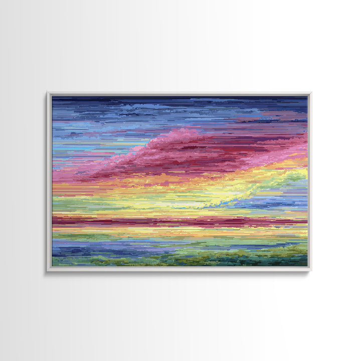 Vibrant Pink Yellow Sunset Clouds, Modern Wall Art, Bright Abstract Art Print, Colorful Living Room Decor Canvas Print Poster