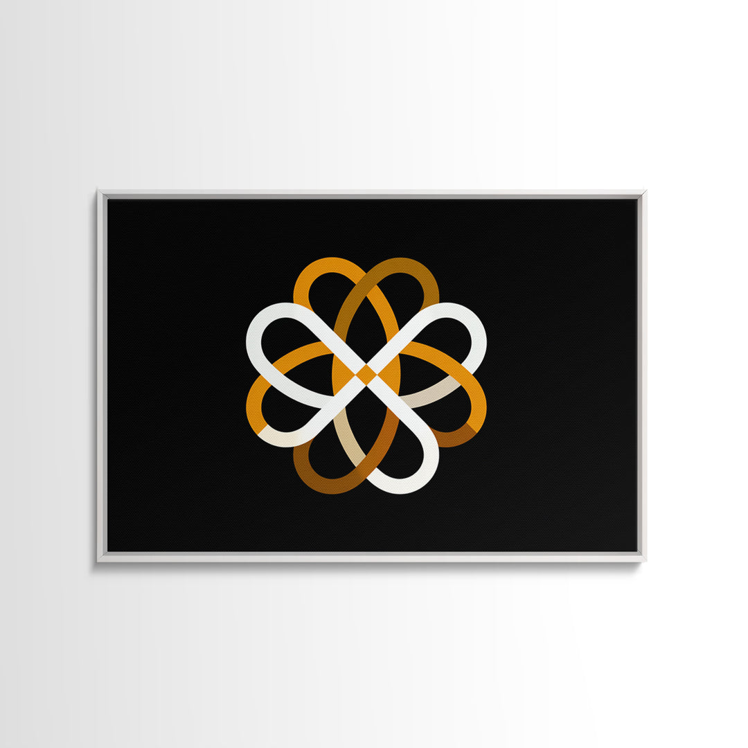 Orange White Atomic Loop Abstract, Modern Wall Art, Minimalist Geometric Poster, Retro MCM Home Decor Canvas Print Gift Idea